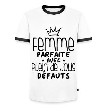 Femme parfaite avec plein de jolis défauts - T-shirt contrasté Homme - blanc/noir - Devant - AI Model Female 172 light (172cm) & AI Model Male 178 dark (178cm)
