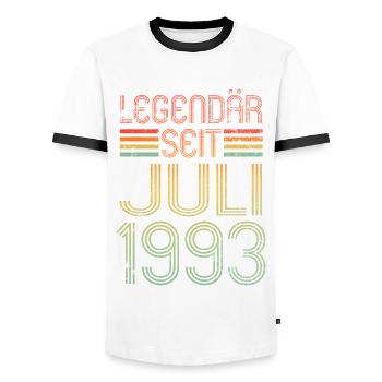 Legendär seit Juli 1993 - Geburtstag Retro - Männer Kontrast-T-Shirt - Weiß/Schwarz - Vorne - AI Model Female 172 light (172cm) & AI Model Male 178 dark (178cm)