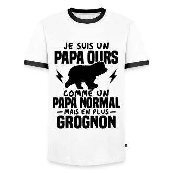 Je suis un papa ours comme un papa normal cadeau - T-shirt contrasté Homme - blanc/noir - Devant - AI Model Female 172 light (172cm) & AI Model Male 178 dark (178cm)