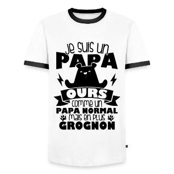Je suis un papa ours comme un papa normal cadeau - T-shirt contrasté Homme - blanc/noir - Devant - AI Model Female 172 light (172cm) & AI Model Male 178 dark (178cm)