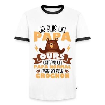 Je suis un papa ours comme un papa normal cadeau - T-shirt contrasté Homme - blanc/noir - Devant - AI Model Female 172 light (172cm) & AI Model Male 178 dark (178cm)