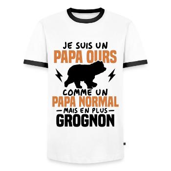 Je suis un papa ours comme un papa normal cadeau - T-shirt contrasté Homme - blanc/noir - Devant - AI Model Female 172 light (172cm) & AI Model Male 178 dark (178cm)