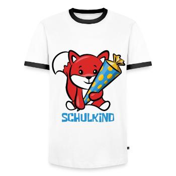 Fuchs Schulanfang Schulkind - Männer Kontrast-T-Shirt - Weiß/Schwarz - Vorne - AI Model Female 172 light (172cm) & AI Model Male 178 dark (178cm)