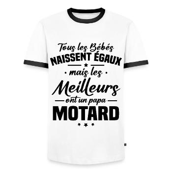 Bébés égaux meilleurs ont un papa motard - T-shirt contrasté Homme - blanc/noir - Devant - AI Model Female 172 light (172cm) & AI Model Male 178 dark (178cm)