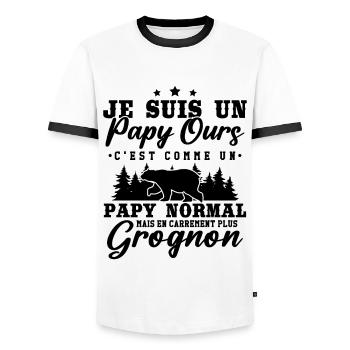 Je suis un papy ours grognon - cadeau humour papy - T-shirt contrasté Homme - blanc/noir - Devant - AI Model Female 172 light (172cm) & AI Model Male 178 dark (178cm)