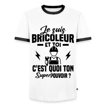 Je suis bricoleur - T-shirt contrasté Homme - blanc/noir - Devant - AI Model Female 172 light (172cm) & AI Model Male 178 dark (178cm)
