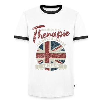 Ich brauche keine Therapie ich muss nach England - Männer Kontrast-T-Shirt - Weiß/Schwarz - Vorne - AI Model Female 172 light (172cm) & AI Model Male 178 dark (178cm)