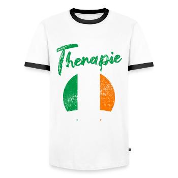 Ich brauche keine Therapie ich muss nach Irland - Männer Kontrast-T-Shirt - Weiß/Schwarz - Vorne - AI Model Female 172 light (172cm) & AI Model Male 178 dark (178cm)