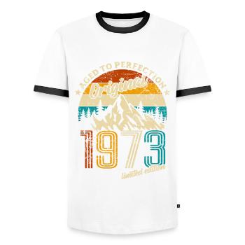 Original 1973 Limited Edition - Cadeau - T-shirt contrasté Homme - blanc/noir - Devant - AI Model Female 172 light (172cm) & AI Model Male 178 dark (178cm)