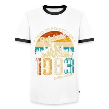 Original 1983 Limited Edition - Geschenk - Männer Kontrast-T-Shirt - Weiß/Schwarz - Vorne - AI Model Female 172 light (172cm) & AI Model Male 178 dark (178cm)