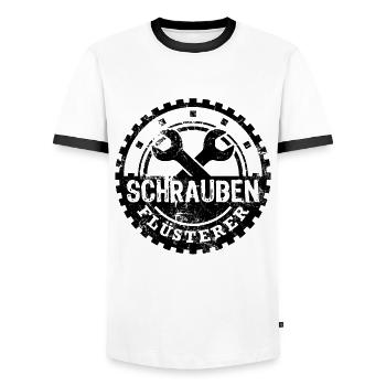 Schrauben Flüsterer Schrauber Mechaniker Kfz - Männer Kontrast-T-Shirt - Weiß/Schwarz - Vorne - AI Model Female 172 light (172cm) & AI Model Male 178 dark (178cm)