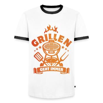 Grillen geht immer - Grill Fan - Spruch - Männer Kontrast-T-Shirt - Weiß/Schwarz - Vorne - AI Model Female 172 light (172cm) & AI Model Male 178 dark (178cm)