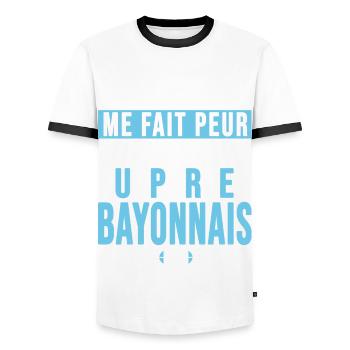 Rugby Bayonne cadeau supporter bayonnais - T-shirt contrasté Homme - blanc/noir - Devant - AI Model Female 172 light (172cm) & AI Model Male 178 dark (178cm)