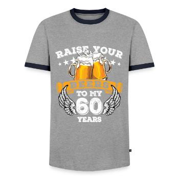 Raise your beers to my 60 years - Geburtstag - Men's Ringer Shirt - grey/navy  - Front - AI Model Female 172 light (172cm) & AI Model Male 178 light (178cm)