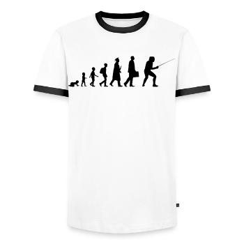 Development of fencing - Men's Ringer Shirt - white/black - Front - AI Model Female 172 light (172cm) & AI Model Male 178 dark (178cm)
