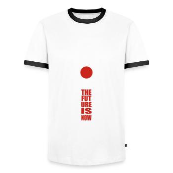 Artificial Intelligence - AI - The future is now - Men's Ringer Shirt - white/black - Front - AI Model Female 172 light (172cm) & AI Model Male 178 dark (178cm)