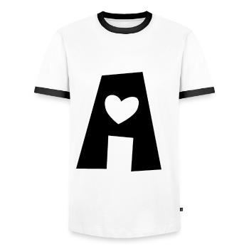 Artificial Intelligence - I love AI - Digital - Men's Ringer Shirt - white/black - Front - AI Model Female 172 light (172cm) & AI Model Male 178 dark (178cm)