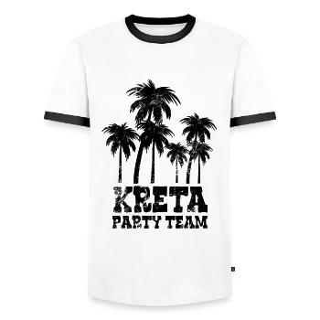 Kreta Party Team - Insel Urlaub mit Freunden - Männer Kontrast-T-Shirt - Weiß/Schwarz - Vorne - AI Model Female 172 light (172cm) & AI Model Male 178 dark (178cm)