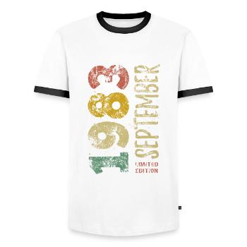 Limited Edition September 1983 Geburtstag Geschenk - Männer Kontrast-T-Shirt - Weiß/Schwarz - Vorne - AI Model Female 172 light (172cm) & AI Model Male 178 dark (178cm)