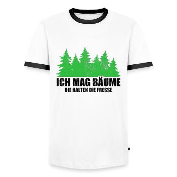 Ich Mag Bäume Die Halten Die Fresse - Waldliebe - Männer Kontrast-T-Shirt - Weiß/Schwarz - Vorne - AI Model Female 172 light (172cm) & AI Model Male 178 dark (178cm)