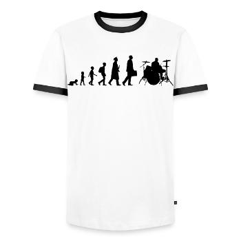 Development of a drummer - Men's Ringer Shirt - white/black - Front - AI Model Female 172 light (172cm) & AI Model Male 178 dark (178cm)