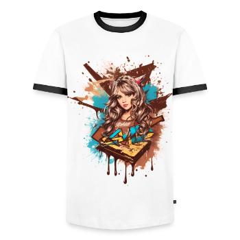 Dame douce - T-shirt contrasté Homme - blanc/noir - Devant - AI Model Female 172 light (172cm) & AI Model Male 178 dark (178cm)