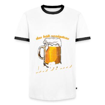 Ich mag Bier das hält wenigstens die Fresse Spruch - Männer Kontrast-T-Shirt - Weiß/Schwarz - Vorne - AI Model Female 172 light (172cm) & AI Model Male 178 dark (178cm)