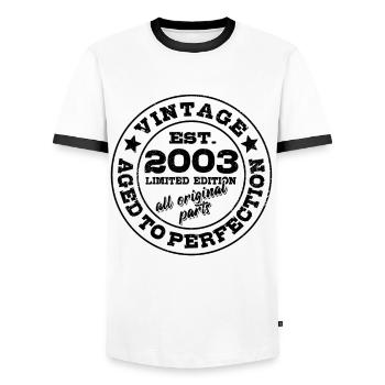 Vintage 2003 Limited Edition Aged to Perfection - Männer Kontrast-T-Shirt - Weiß/Schwarz - Vorne - AI Model Female 172 light (172cm) & AI Model Male 178 dark (178cm)
