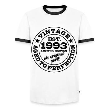 Vintage 1993 Limited Edition Aged to Perfection - Männer Kontrast-T-Shirt - Weiß/Schwarz - Vorne - AI Model Female 172 light (172cm) & AI Model Male 178 dark (178cm)