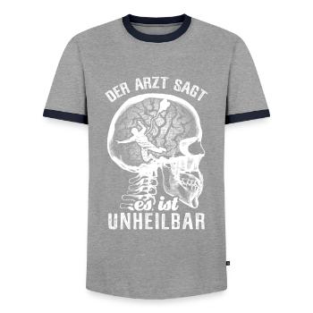 Der Arzt sagt es ist unheilbar - Basejump - Männer Kontrast-T-Shirt - Grau/Navy  - Vorne - AI Model Female 172 light (172cm) & AI Model Male 178 light (178cm)