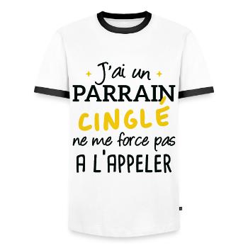 J'ai un parrain cinglé humour cadeau - T-shirt contrasté Homme - blanc/noir - Devant - AI Model Female 172 light (172cm) & AI Model Male 178 dark (178cm)
