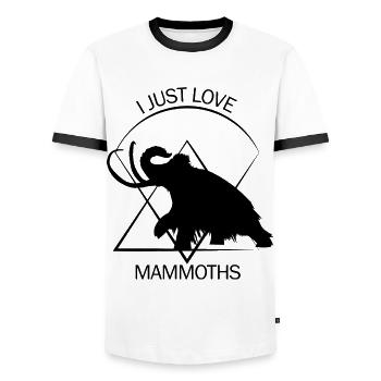 Drôle de mammouth Âge de pierre Conception de l’âge de glace Préhistorique - T-shirt contrasté Homme - blanc/noir - Devant - AI Model Female 172 light (172cm) & AI Model Male 178 dark (178cm)