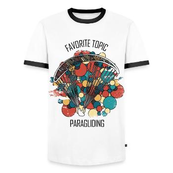 Paragliding Gleitschirm Paragleiter Paraglider - Männer Kontrast-T-Shirt - Weiß/Schwarz - Vorne - AI Model Female 172 light (172cm) & AI Model Male 178 dark (178cm)