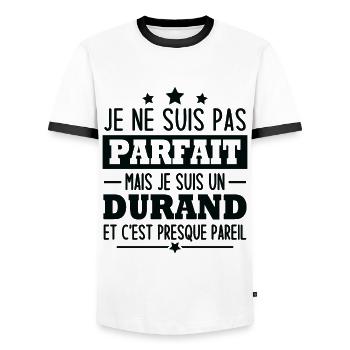 Je suis un durand - T-shirt contrasté Homme - blanc/noir - Devant - AI Model Female 172 light (172cm) & AI Model Male 178 dark (178cm)