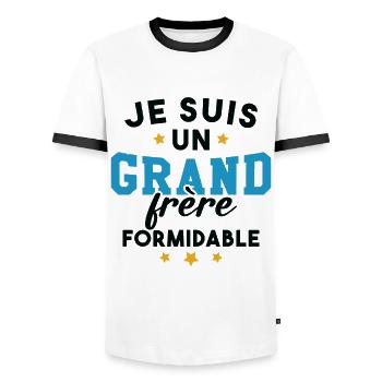 Je suis un Grand frère formidable - T-shirt contrasté Homme - blanc/noir - Devant - AI Model Female 172 light (172cm) & AI Model Male 178 dark (178cm)