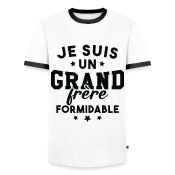 Je suis un Grand frère formidable - T-shirt contrasté Homme - blanc/noir - Devant - AI Model Female 172 light (172cm) & AI Model Male 178 dark (178cm)
