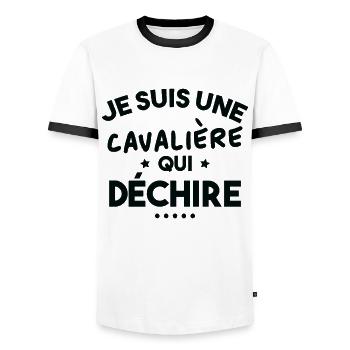 Je suis Une cavalière Qui déchire - T-shirt contrasté Homme - blanc/noir - Devant - AI Model Female 172 light (172cm) & AI Model Male 178 dark (178cm)