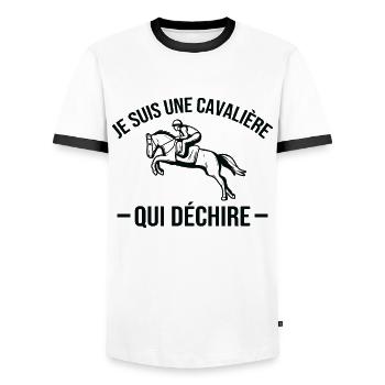 Je suis Une cavalière Qui déchire - T-shirt contrasté Homme - blanc/noir - Devant - AI Model Female 172 light (172cm) & AI Model Male 178 dark (178cm)
