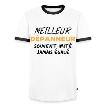 Meilleur dépanneur souvent imité jamais égalé - T-shirt contrasté Homme - blanc/noir - Devant - AI Model Female 172 light (172cm) & AI Model Male 178 dark (178cm)