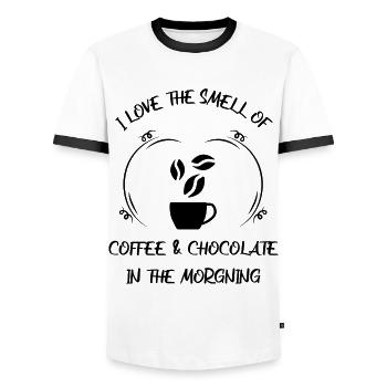 Coffee, espresso, coffee & chocolate - Men's Ringer Shirt - white/black - Front - AI Model Female 172 light (172cm) & AI Model Male 178 dark (178cm)