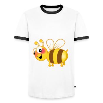 Biene Sumsi mit Po - Optimismus Wortspiel - Männer Kontrast-T-Shirt - Weiß/Schwarz - Vorne - AI Model Female 172 light (172cm) & AI Model Male 178 dark (178cm)