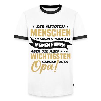 Die aller wichtigsten nennen mich opa - Männer Kontrast-T-Shirt - Weiß/Schwarz - Vorne - AI Model Female 172 light (172cm) & AI Model Male 178 dark (178cm)