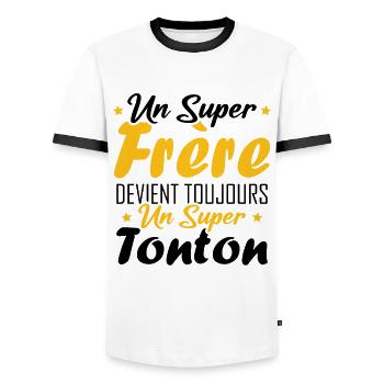 Un super frère devient toujours un super tonton - T-shirt contrasté Homme - blanc/noir - Devant - AI Model Female 172 light (172cm) & AI Model Male 178 dark (178cm)