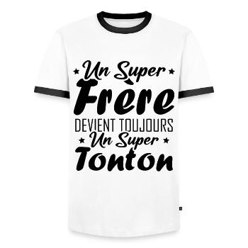 Un super frère devient toujours un super tonton - T-shirt contrasté Homme - blanc/noir - Devant - AI Model Female 172 light (172cm) & AI Model Male 178 dark (178cm)