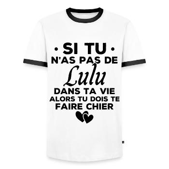 Si tu n as pas de lulu dans ta vie humour cadeau - T-shirt contrasté Homme - blanc/noir - Devant - AI Model Female 172 light (172cm) & AI Model Male 178 dark (178cm)