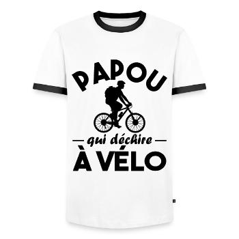 Papou qui déchire à Vélo - T-shirt contrasté Homme - blanc/noir - Devant - AI Model Female 172 light (172cm) & AI Model Male 178 dark (178cm)