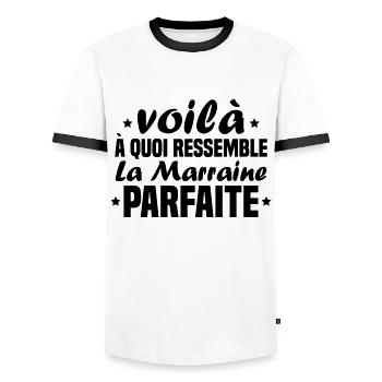 Voilà à quoi ressemble la marraine parfaite - T-shirt contrasté Homme - blanc/noir - Devant - AI Model Female 172 light (172cm) & AI Model Male 178 dark (178cm)