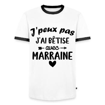 J peux pas j ai bêtise avec marraine - T-shirt contrasté Homme - blanc/noir - Devant - AI Model Female 172 light (172cm) & AI Model Male 178 dark (178cm)