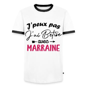 J peux pas j ai bêtise avec marraine - T-shirt contrasté Homme - blanc/noir - Devant - AI Model Female 172 light (172cm) & AI Model Male 178 dark (178cm)