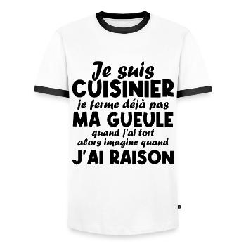Je suis Cuisinier - T-shirt contrasté Homme - blanc/noir - Devant - AI Model Female 172 light (172cm) & AI Model Male 178 dark (178cm)